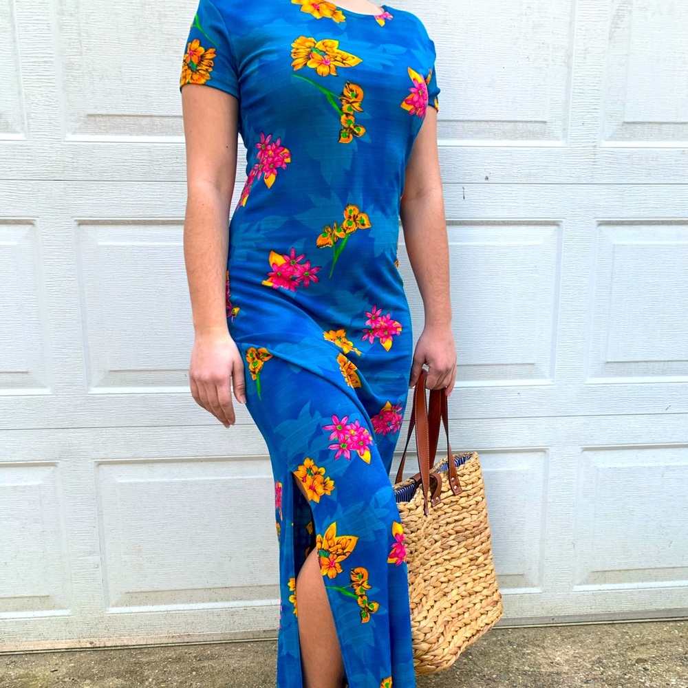 Tropical Maxi Dress w Slit